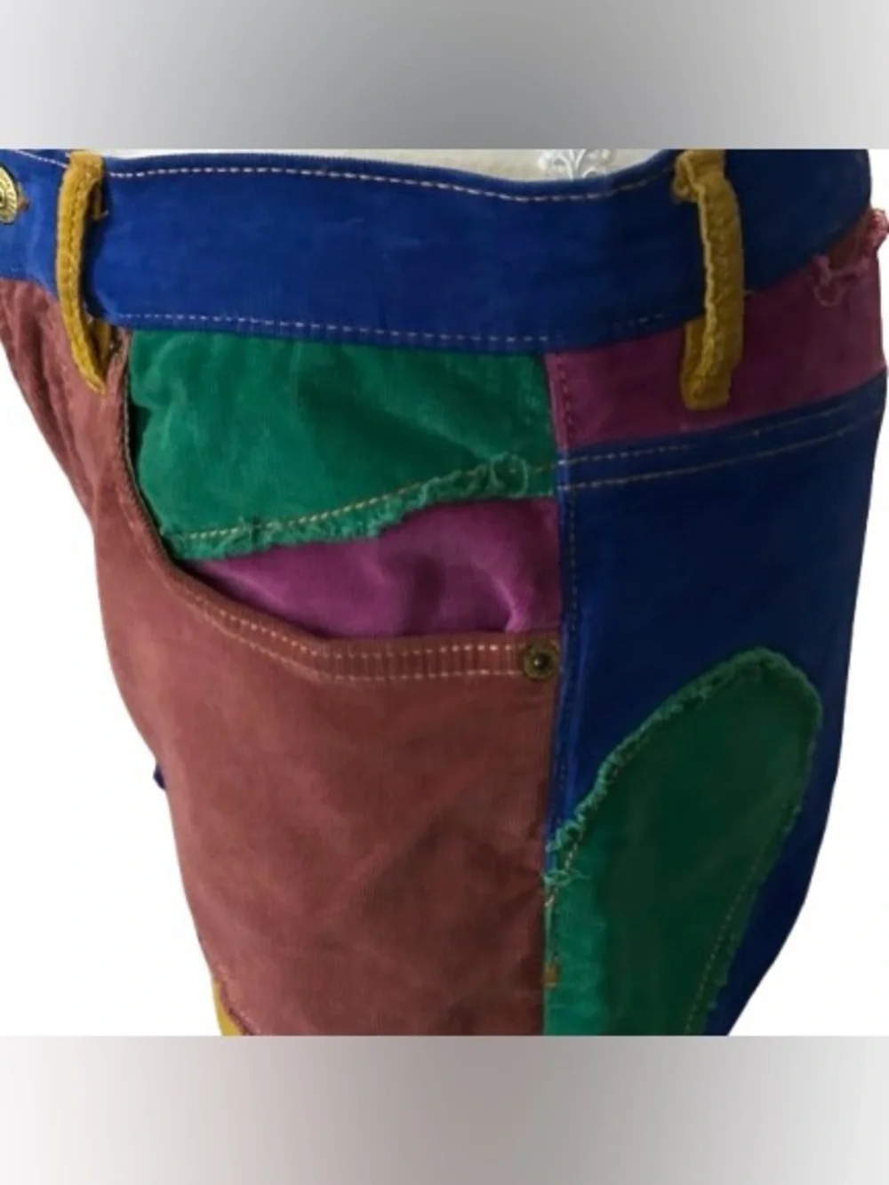 Supernova Rainbow We the Free 27 Small Corduroy Pants Stars Flowers Wide Leg - Picture 8 of 16